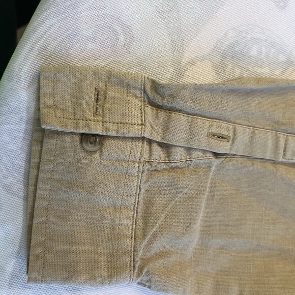 Universal Thread Long Sleeve Collared Cropped Cotton/Linen Blend Shirt Tan - Med - Picture 8 of 8